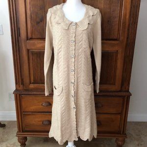 Storybook Knits Tan Crochet Scallop Sweater Coat